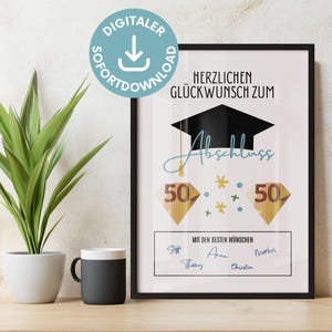 Geldgeschenk Abschluss Studium Geld verschenken Master, Bachelor Last-Minute-Geschenk Studium beendet, Wunscherfüller Geldgeschenk-Poster