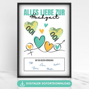 Money gift bridal couple hearts for banknotes, gift wedding money wrapping, gift idea wedding wish fulfiller money gift poster