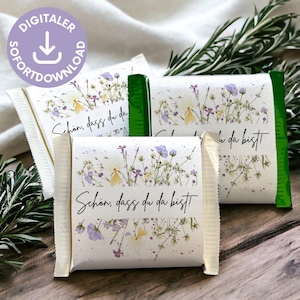 Fascetta di cioccolato per regali per gli ospiti, decorazione con fiori di campo, regalo di benvenuto per gli ospiti, decorazione di piatti, è bello che tu sia qui