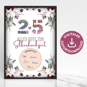 Silver wedding anniversary cash gift, 25th wedding anniversary gift idea, silver wedding anniversary cash gift, 25th wedding anniversary poster