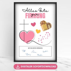 Money gift confirmation cross with heart picture money gift, gift confirmation money, gift idea confirmation girl money gift poster