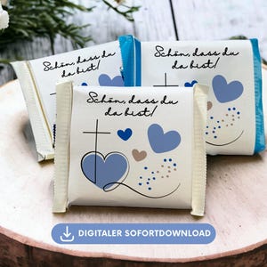 Chocolate banderoles for guest gifts for baptism, communion, confirmation, confetti decoration with cross, welcome gift for guests
