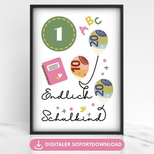 Money gift for school enrollment, wish fulfiller for banknotes, back to school poster money gift wrapping, last-minute gift first day of school