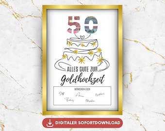 Geldgeschenk Goldhochzeit, 50. Hochzeitstag Geschenkidee, Geld verschenken goldene Hochzeit, Poster Jahrestag 50 Jahre Ehe