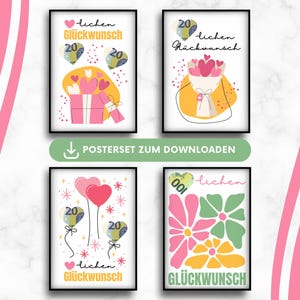 Poster set birthday money gifts to print, last-minute birthday gifts wrapping banknotes, wish-fulfiller giving money