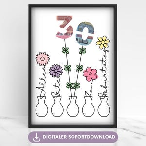 30th birthday money gift poster to print, last-minute gift wrapping banknotes, 30th birthday gift idea money wrapping