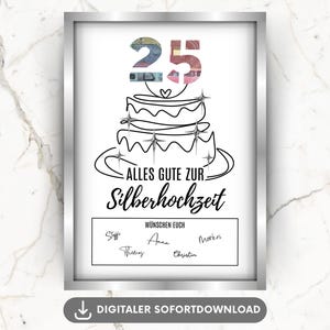 Silver wedding anniversary cash gift, 25th wedding anniversary gift idea, silver wedding anniversary cash gift, 25th wedding anniversary poster