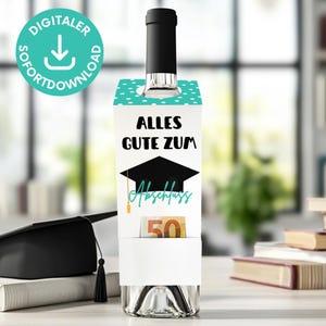 Geldgeschenk Abschluss Wein-Geschenk, Gutschein Geldgeschenk Wein Etikett Geschenkidee Geld Studium abgeschlossen, Geschenkverpackung Geld