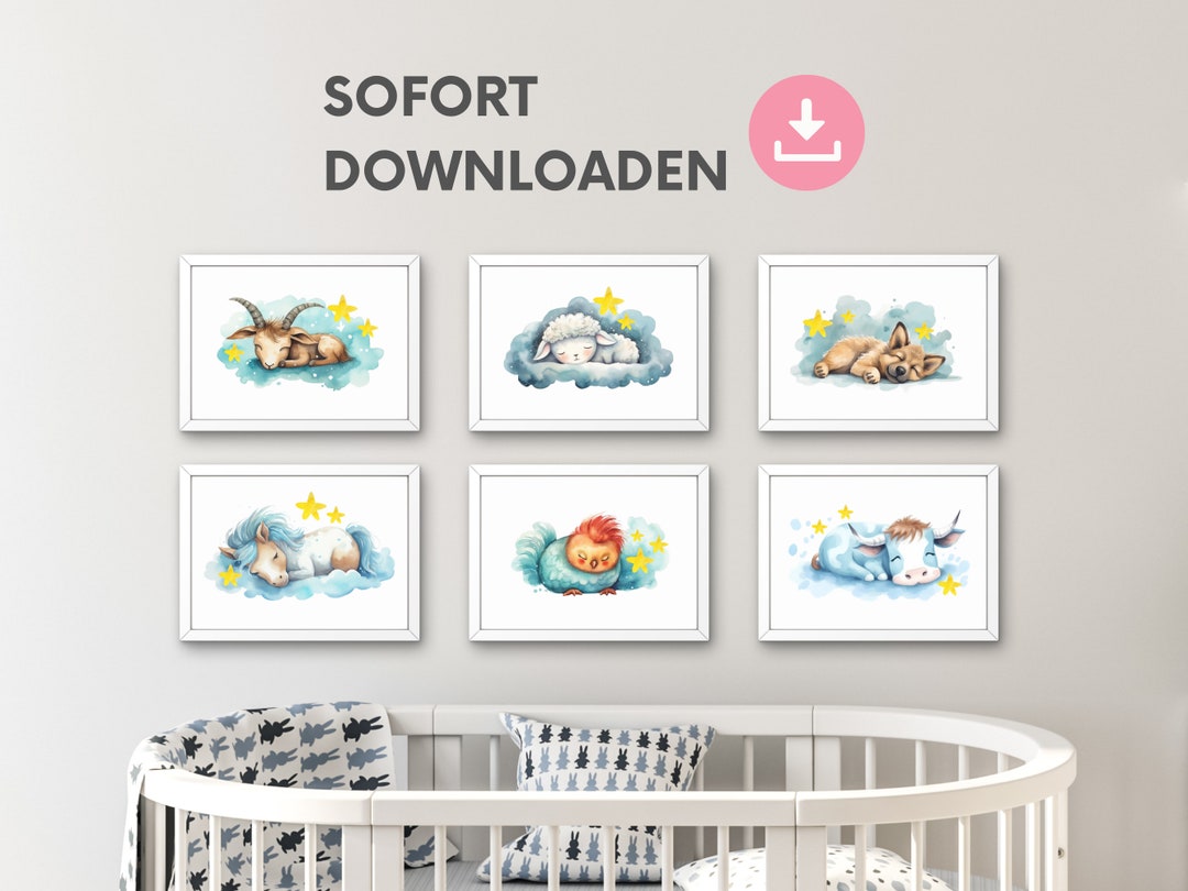 Set of 6 Baby Room Posters DIN A4 / Cute Wall Decoration Baby ...