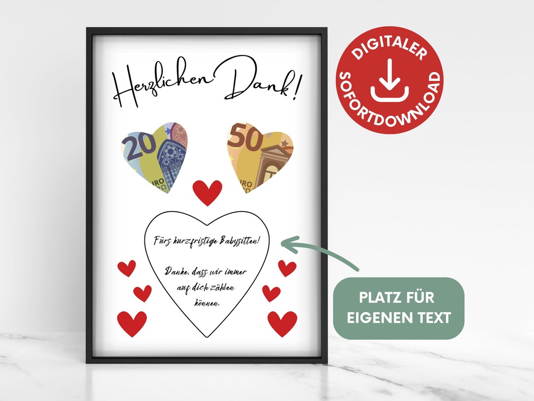 Money Gift Poster to Say Thank You, Last-minute Gift to Wrap Banknotes ...
