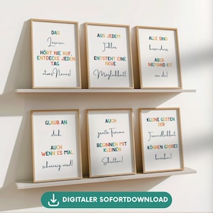 Posterset Klassenzimmer, Kinder stärken Motivationsposter, Mutmacher Kinder, Grundschule Wandbilder Sprücheposter positives Mindset