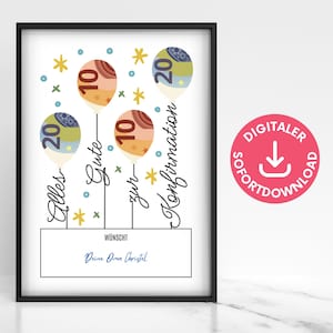 Konfirmation Geldgeschenk, Wunscherfüller Geld verschenken, Last-Minute-Geschenk Konfirmation, Geldgeschenk-Poster Download zum Ausdrucken,