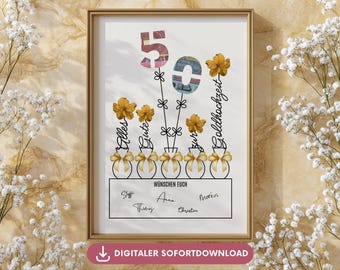 Geldgeschenk goldene Hochzeit, 50. Hochzeitstag Geschenkidee, Geld verschenken Goldhochzeit, Poster Jahrestag 50 Jahre Ehe