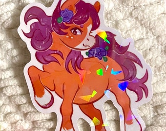 Lesbian Pride Pony Holographic Vinyl Sticker