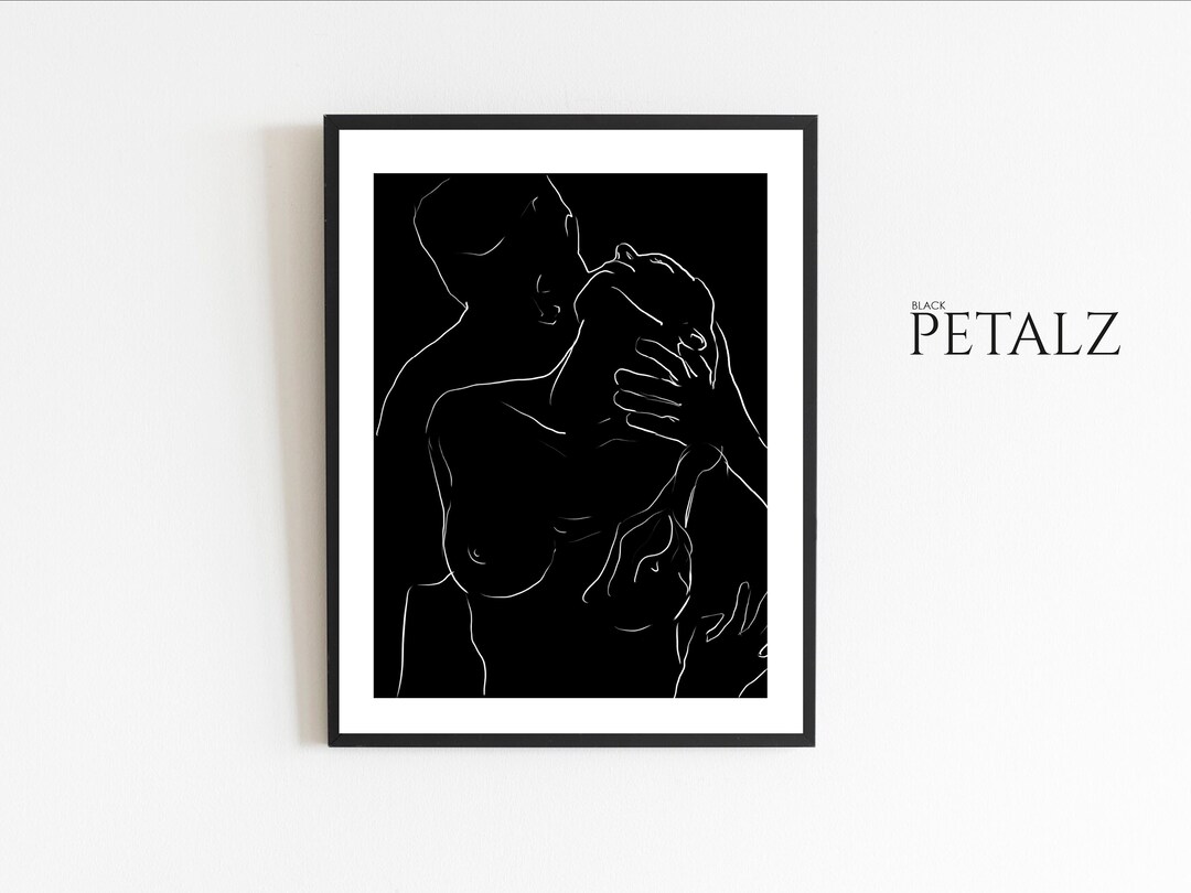 Nude Couple Shower Art Print Lovers Shower Male Female Abstract Art Sensual Lovers Art Download