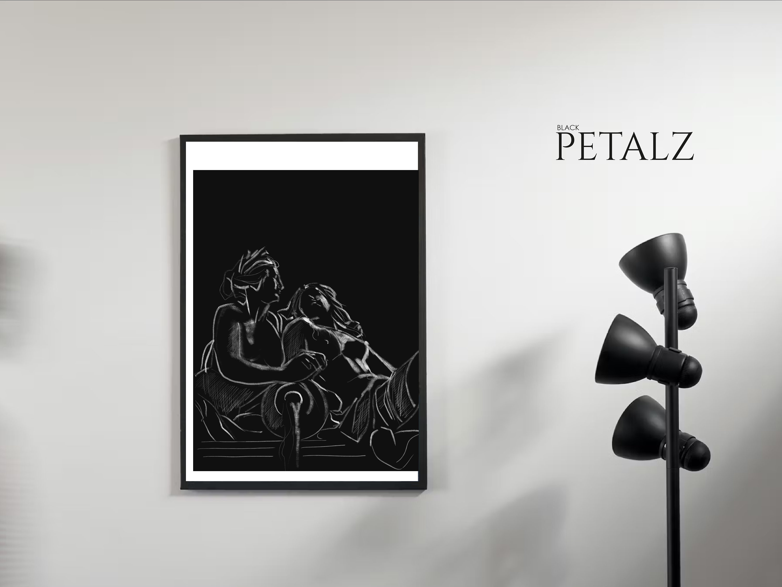 Couple Art Print Lovers Shower Male Female Abstract Art Sensual Lovers ...