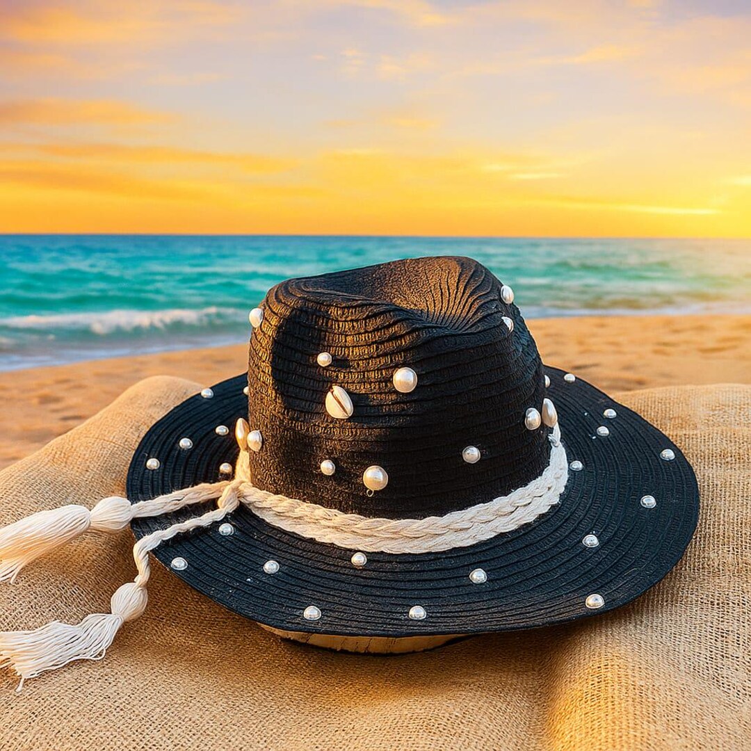 Boho Hat With Shells Rope Tassels Handmade Beach Hat With 
