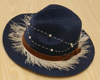 Boho cowgirl hats for women, Bohemian cowgirl straw hat, Handmade Straw Sun Hats, Bohemian beach festival hat, summer cowgirl hat