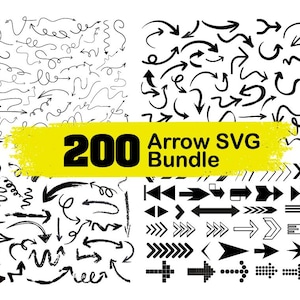 200 Arrow Svg Bundle | Decorative, Hand Drawn & Modern Arrow Designs | Png Eps | Cricut, Scrapbook Diy Graphics