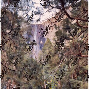 Yosemite waterfall through the trees digital painting