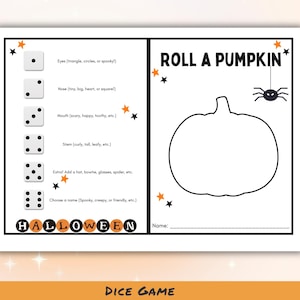 Roll-a-Pumpkin Dice Game – Printable Halloween Activity, Halloween Party Game, Fun Halloween Games, Halloween Dice Game, Roll The Dice Game