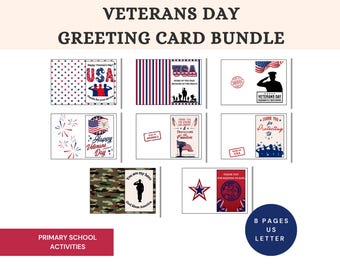 Veterans Day Greeting Card Bundle, Veterans Day Thank You Card, Patriotic Thank You, Thank A Veteran,Veteran Gift Printable Instant Download