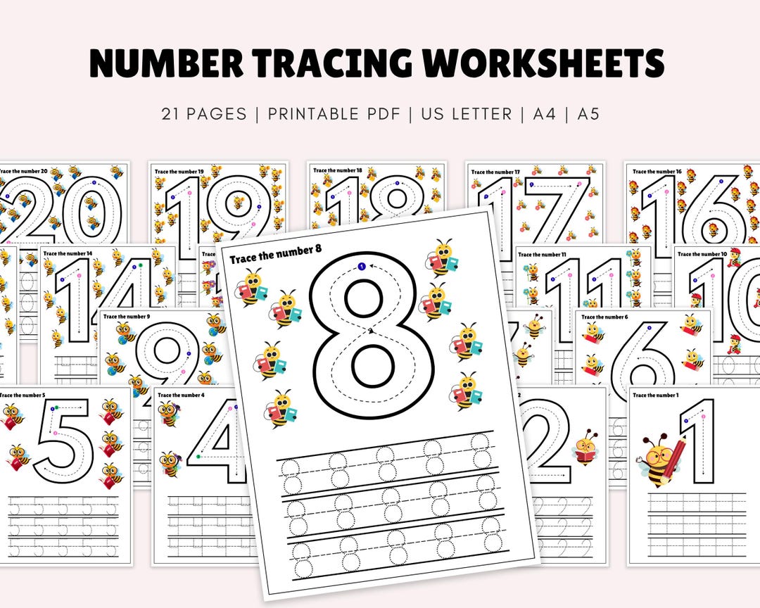 Number Tracing Worksheets 0-20, Math Worksheet, Handwriting Practice ...