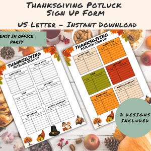 Thanksgiving Potluck Sign Up Sheet, Friendsgiving Potluck Signup Form, Office Holiday Lunch Sign Up Form, Team Fall Lunch Party,I&#39;m Bringing