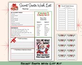 Secret Santa Wish List Kit, Christmas Wishlist, Secret Santa Questionnaire for Coworkers, Secret Santa Survey, Secret Santa Printable Form