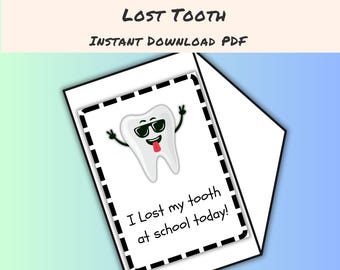 I Lost My Tooth at School Today Printable – Tooth Fairy Envelope Cover – Multiple Sizes, Lost Tooth Printable, School Tooth Note, Boy/Girl