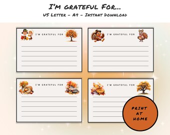 Je suis reconnaissant pour l'impression, Couvert pour Thanksgiving, Activité d'invite de gratitude sur table, Thanksgiving enfants/adultes, Activité entre amis