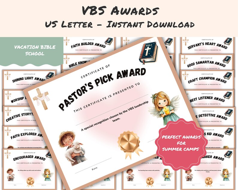 Vacation Bible School Ribbons For Graduation Vacation Bible School Certificate, VBS Awards, Sunday School, Childrens ...