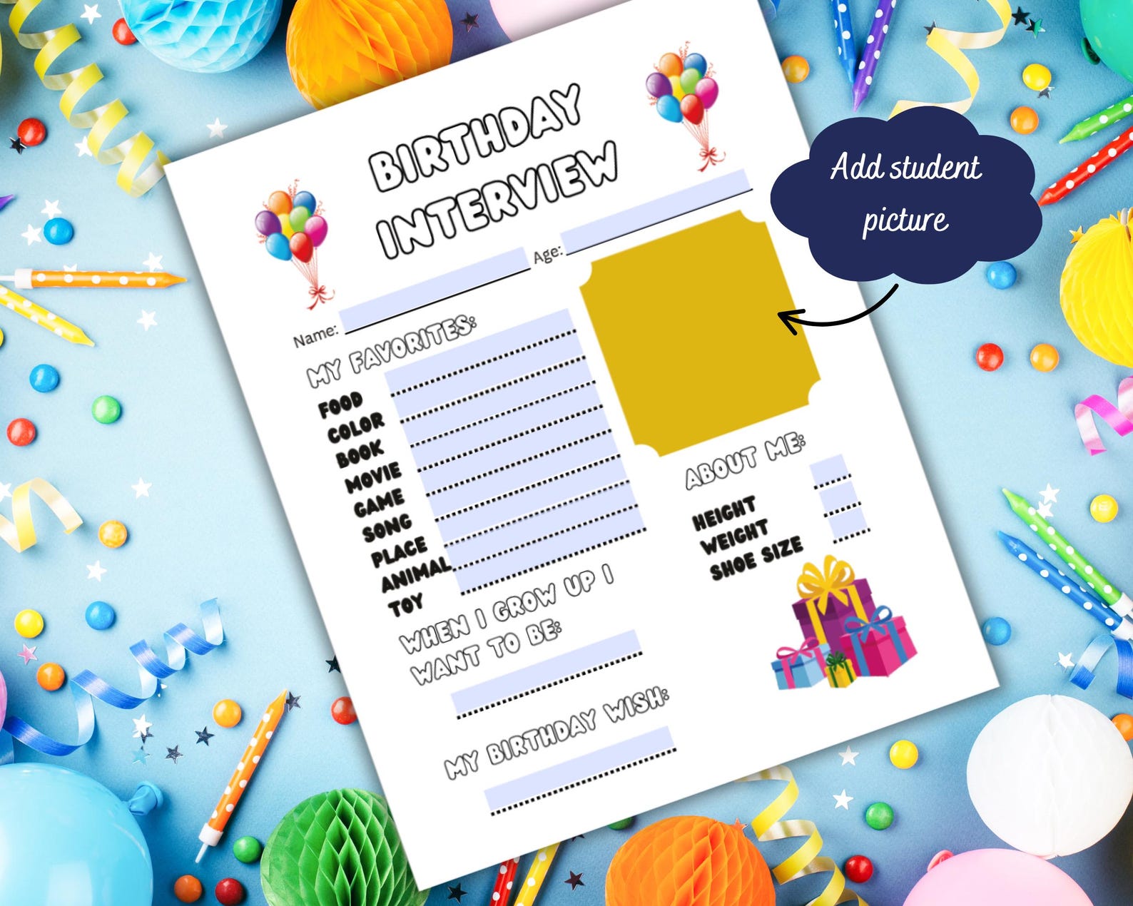 Birthday Interview, Birthday Interview Editable Answers, Birthday ...
