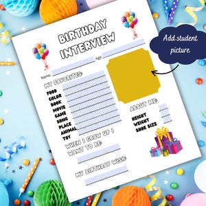 Birthday Interview, Birthday Interview Editable Answers, Birthday Questions, Printable Birthday Interview, Kids Yearly Birthday Interview