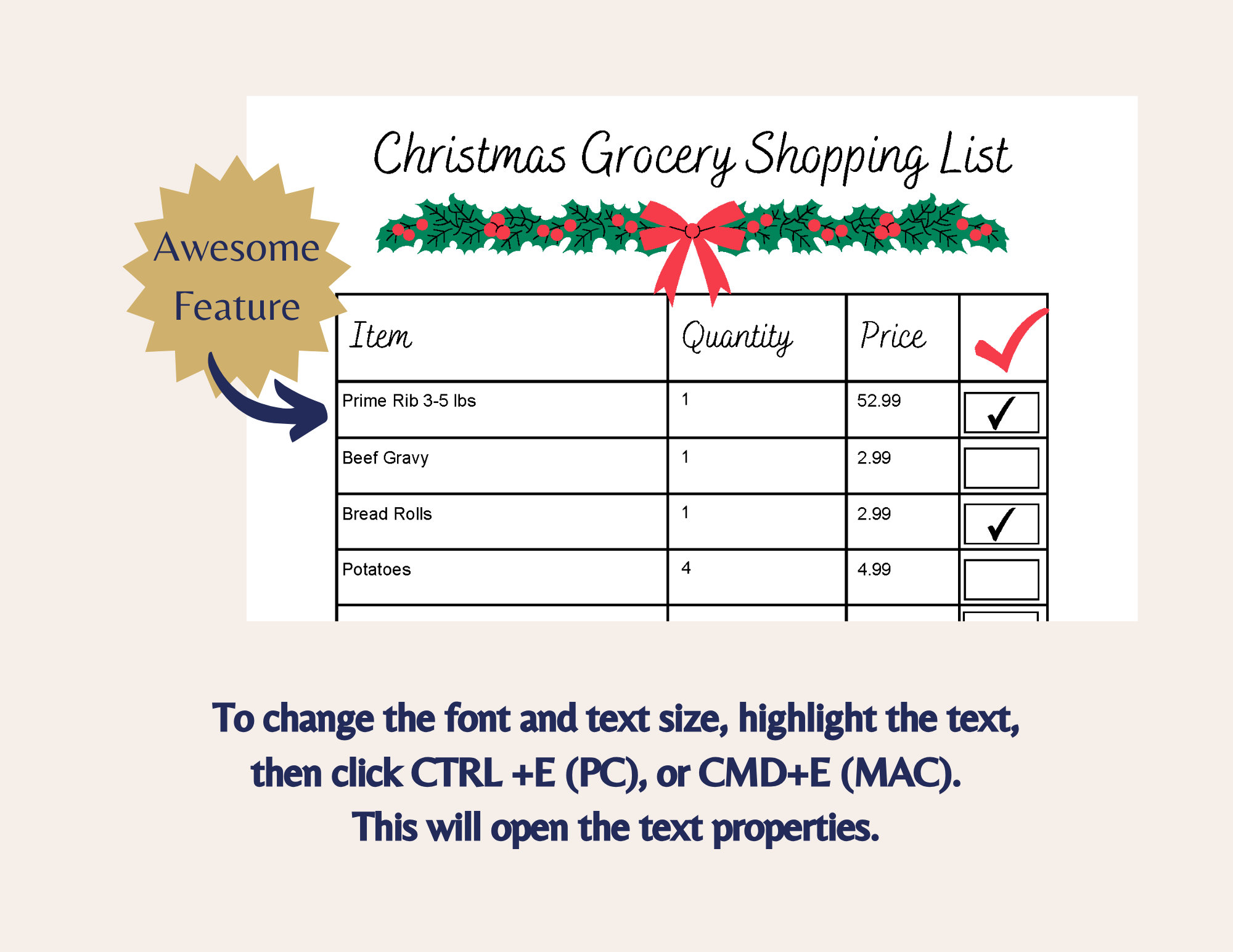 Christmas Grocery Shopping List, Christmas Shopping List Printable ...