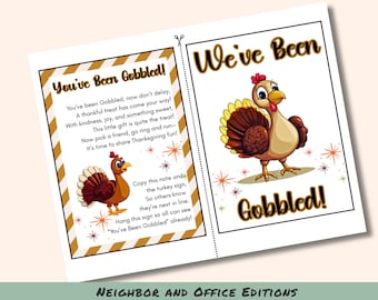 You've Been Gobbled! Thanksgiving Game - Office & Neighborhood Editions, We've Been Gobbled, I've Been Gobbled, Gobbled Signs,Gobbled Basket