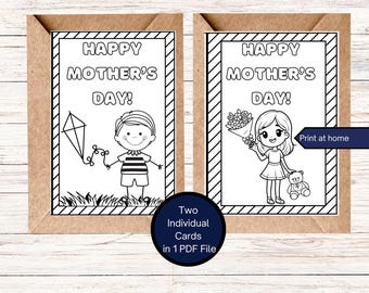 Mother's Day Card, Mother's Day Coloring Card, Gift for Mom from Kids, Mother's Day Craft, Printable Mother's Day, Downloadable Mother's Day