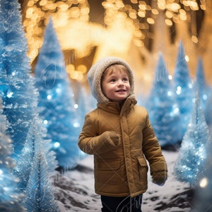Christmas Forest digital background, Fine Art Holiday portrait digital backdrop, festive Christmas composite, Studio Photography overlay