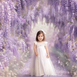 Purple Wisteria Floral arch digital background, Fine Art photography backdrop, Summer Garden Path, creative composite, Photoshop overlay