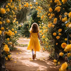 Spring Yellow Rose Garden Background, yellow flowers, Fine Art portrait photography digital backdrop, Photoshop overlay, Spring composite