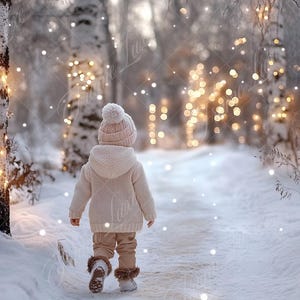 Winter Snowy Pathway digital background, Fine Art portrait photography digital backdrop, creative composite, Photoshop overlay, enchanted