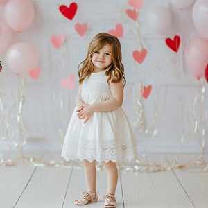 Valentines balloons in white room digital background, Fine Art portrait photography backdrop,  Valentines composite, Photoshop overlay