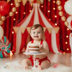 Circus Balloon Arch digital background, Kids portrait photography digital backdrop, Cake Smash, Birthday, Studio composite,Photoshop overlay