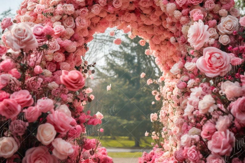 Pink Roses Arch Pink Rose Arch Digital Background, Fine Art Portrait Photography ...