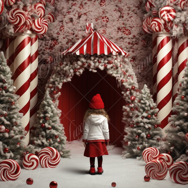 Peppermint Candy Digital Background, Fine Art Holiday portrait digital backdrop, festive Kid Christmas composite, Studio Photography overlay