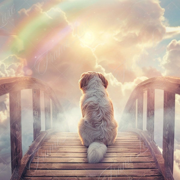 Rainbow Bridge Digital Backdrop, Pet Memorial Digital Background,Way to Heaven Photography Background for Sympathy Pet Loss,Digital Download