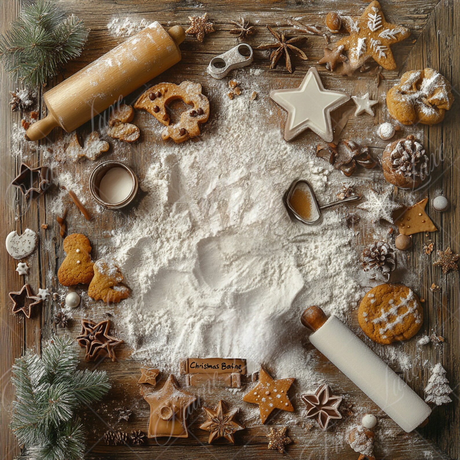 Christmas Baking Digital Background, Holiday Portrait Digital Backdrop ...