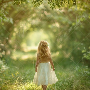 Summer Green Woodland digital background, Woods Path, Fine Art portrait photography digital backdrop, creative composite, grass, trees