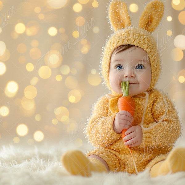 Soft Focus Yellow Bokeh digital background, Fine Art, Children photography digital backdrop, creative composite Easter, Photoshop overlays