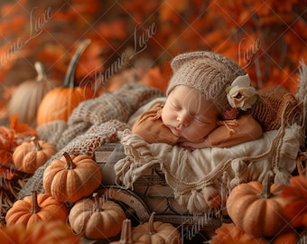 Newborn digital background, Autumn Pumpkin Cart, Bokeh, Soft Focus,Newborn photography digital backdrop,Photography overlays,Photo Composite